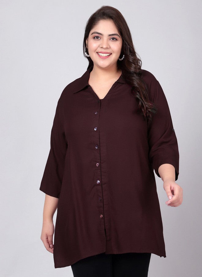 Indietoga Plus Size Classic Longline Casual Shirt - Image 1